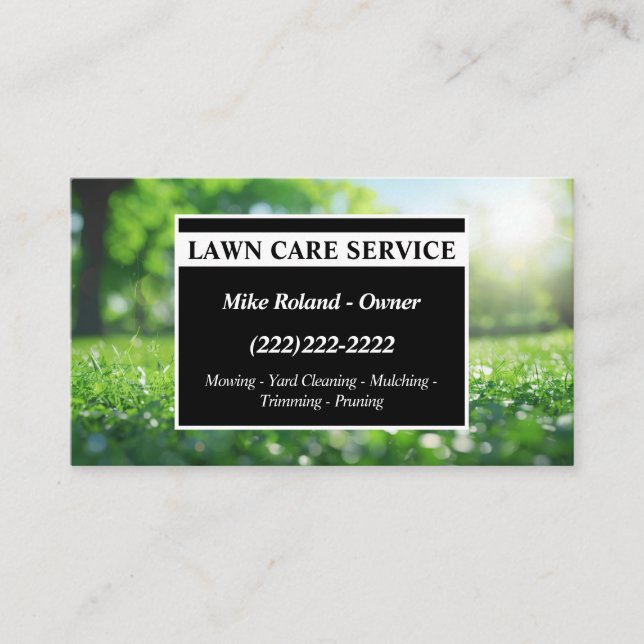Modern Professional Lawn Care Gardener Services Business Card (Front)