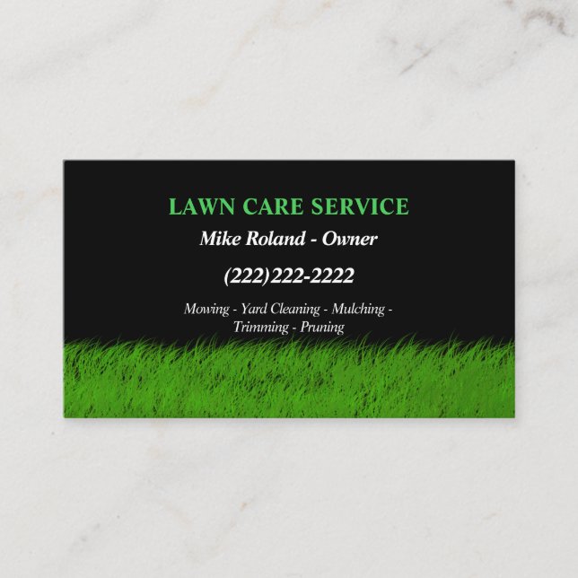 Modern Professional Lawn Care Gardener Services Business Card (Front)