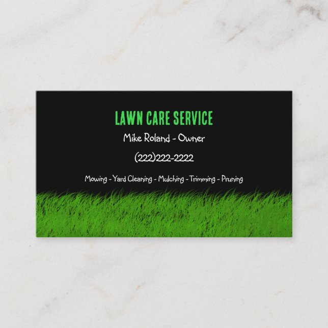 Modern Professional Lawn Care Gardener Services Business Card (Front)