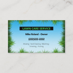 Modern Professional Lawn Care Gardener Services Business Card