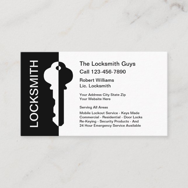 Modern Professional Locksmith Service Business Card (Front)