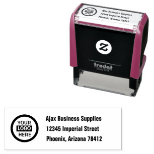 Modern Professional Logo and Address Business  Self-inking Stamp