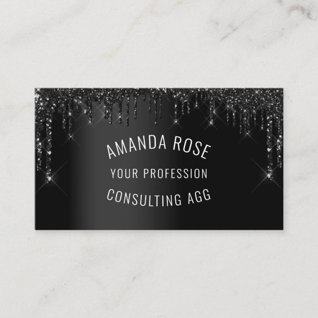 Modern Professional Makeup Event Black Drips Spark Business Card (Front)