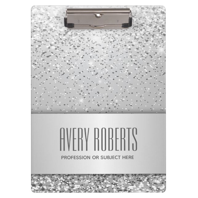 Modern Professional Metallic Silver Clipboard (Front)