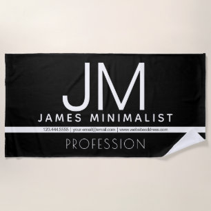 Modern Professional Minimal Design   Black & White Beach Towel