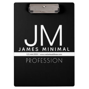 Modern Professional Minimal Design   Black & White Clipboard