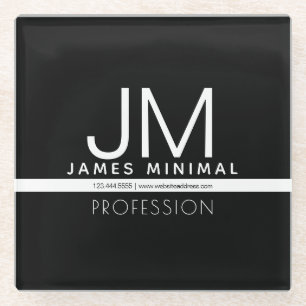 Modern Professional Minimal Design   Black & White Glass Coaster