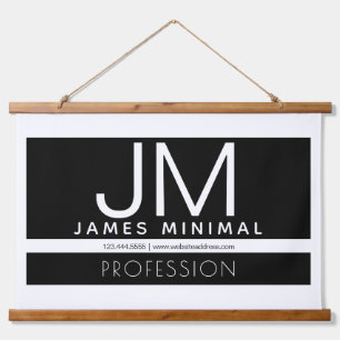 Modern Professional Minimal Design   Black & White Hanging Tapestry