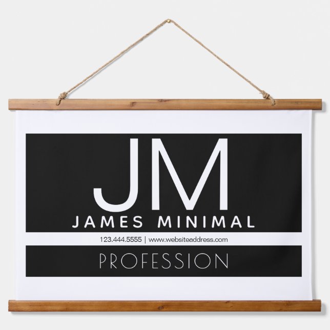 Modern Professional Minimal Design | Black & White Hanging Tapestry (Front)