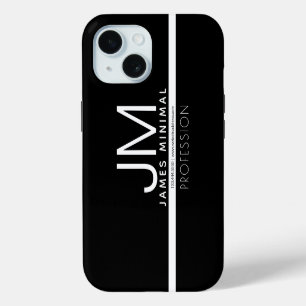 Modern Professional Minimal Design Black & White iPhone 15 Case