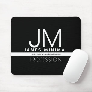 Modern Professional Minimal Design   Black & White Mouse Pad