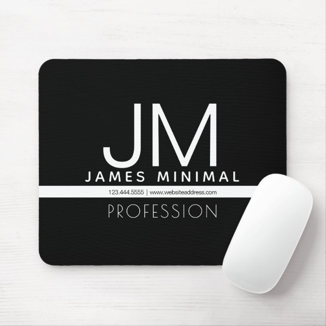 Modern Professional Minimal Design | Black & White Mouse Pad (With Mouse)