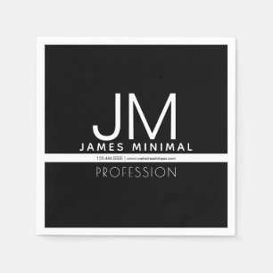 Modern Professional Minimal Design   Black & White Napkin