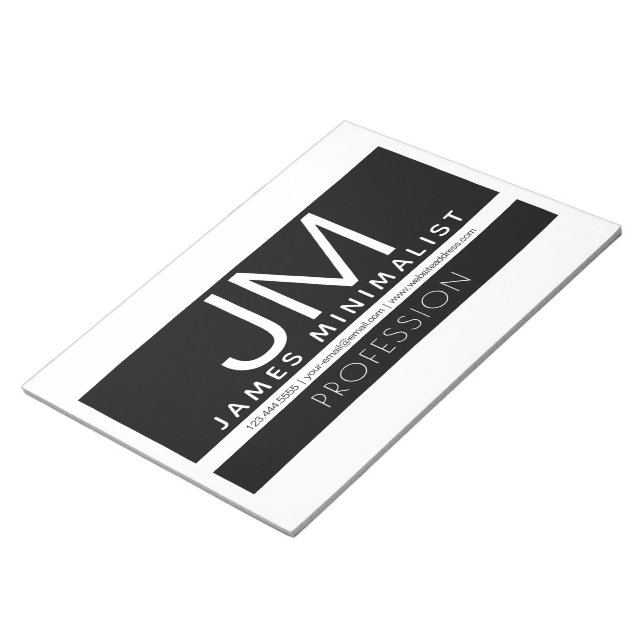 Modern Professional Minimal Design | Black & White Notepad (Angled)
