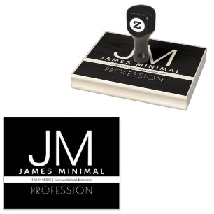 Modern Professional Minimal Design Black & White Rubber Stamp