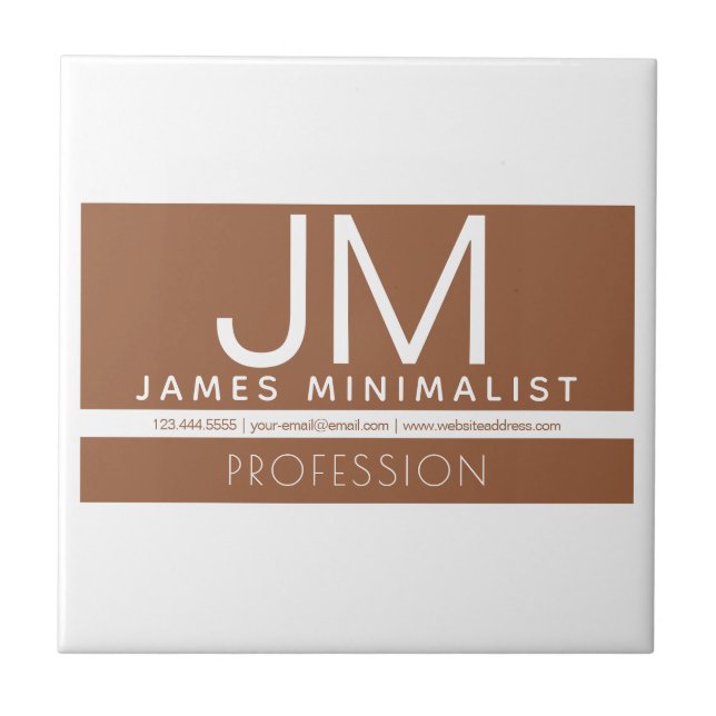 Modern Professional Minimal Design | Brown & White Ceramic Tile (Front)