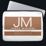 Modern Professional Minimal Design | Brown & White Laptop Sleeve<br><div class="desc">Modern fully-customisable design. A great template for a variety of professions or organisations,  edit as you like!</div>
