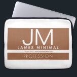 Modern Professional Minimal Design | Brown & White Laptop Sleeve<br><div class="desc">Modern fully-customisable design. A great template for a variety of professions or organisations,  edit as you like!</div>