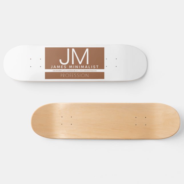 Modern Professional Minimal Design | Brown & White Skateboard (Horz)