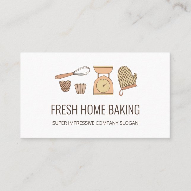 Modern Professional Minimalist Bakery Business Card (Front)