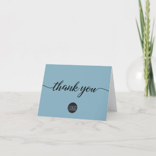 Modern Professional Minimalist Business Logo blue Thank You Card