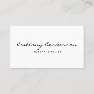 Modern Professional Minimalist Handwritten White Business Card