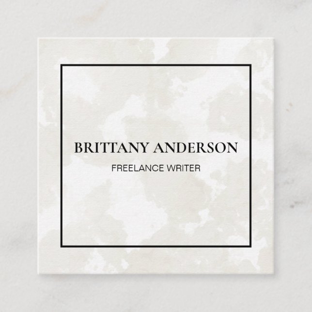 Modern Professional Minimalist Handwritten White Square Business Card (Front)
