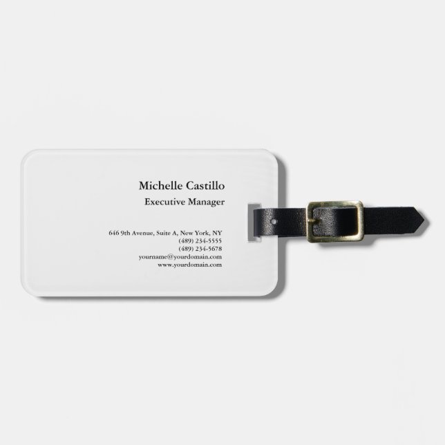 Modern Professional Minimalist Plain Luggage Tag (Front Horizontal)