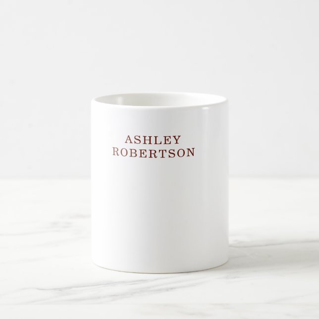 Modern Professional Minimalist Plain Own Name Coffee Mug (Center)