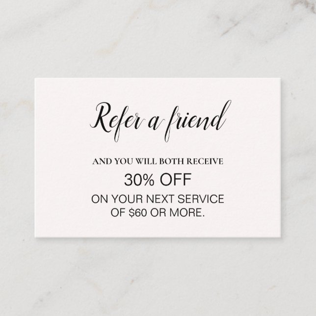 Modern Professional Minimalist Referral Business Card (Front)