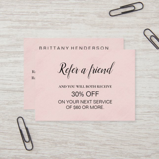 Modern Professional Minimalist Referral Business Card (Front/Back In Situ)