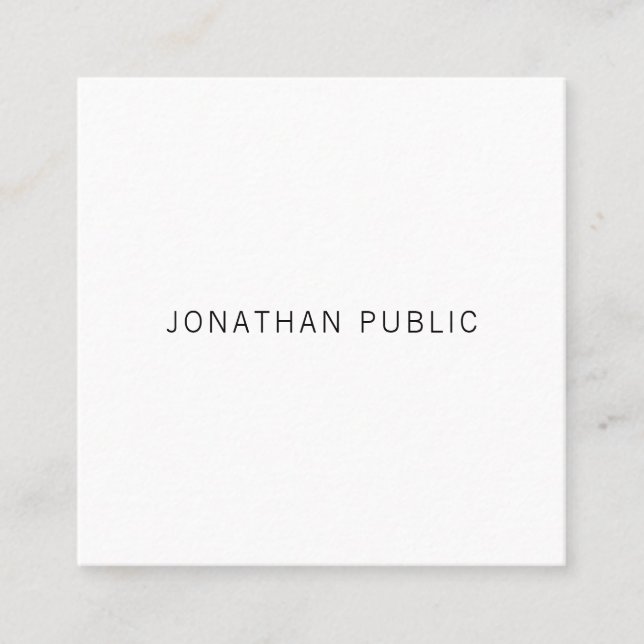 Modern Professional Minimalist Unique Plain Chic Square Business Card (Front)