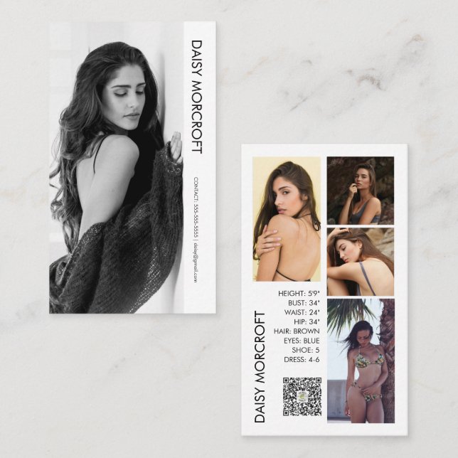 Modern Professional Model Actor Photo comp Card (Front/Back)