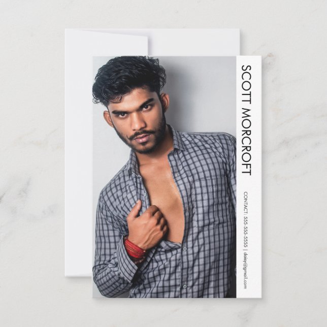 Modern Professional Model Actor Photo comp Card (Front)