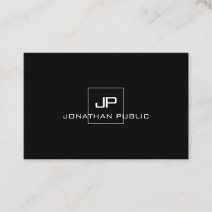 Modern Professional Monogram Black White Elegant Business Card