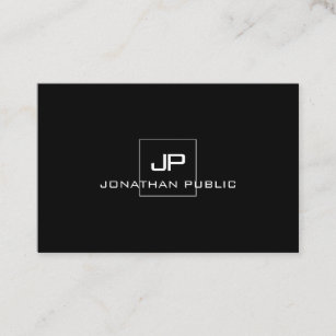 Modern Professional Monogram Black White Elegant Business Card