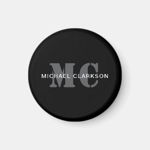 Modern Professional Monogram Black & White Magnet