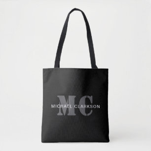 Modern Professional Monogram Black & White Tote Bag