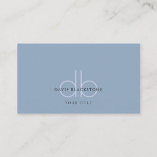 Modern Professional Monogram Blue Business Card
