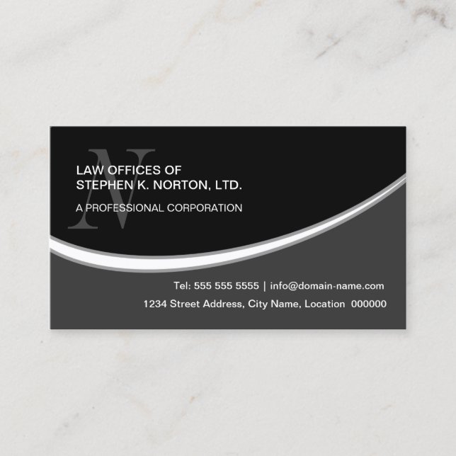Modern Professional Monogram Business Card (Front)