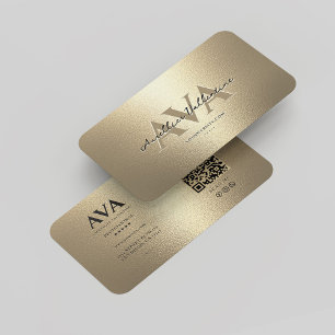 Modern Professional Monogram Elegant Faux Gold Business Card