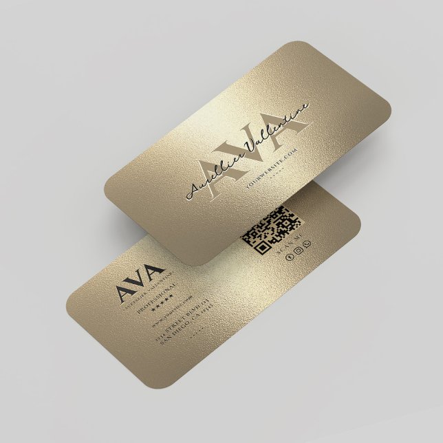 Modern Professional Monogram Elegant Faux Gold Business Card (Modern Professional Monogram Elegant Black Gold Business Card
)