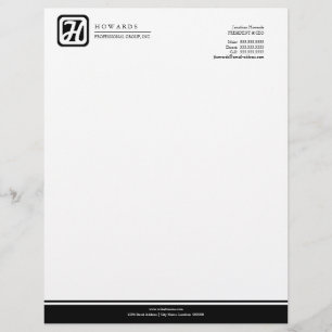 Modern Professional Monogram Grey Black Custom Letterhead