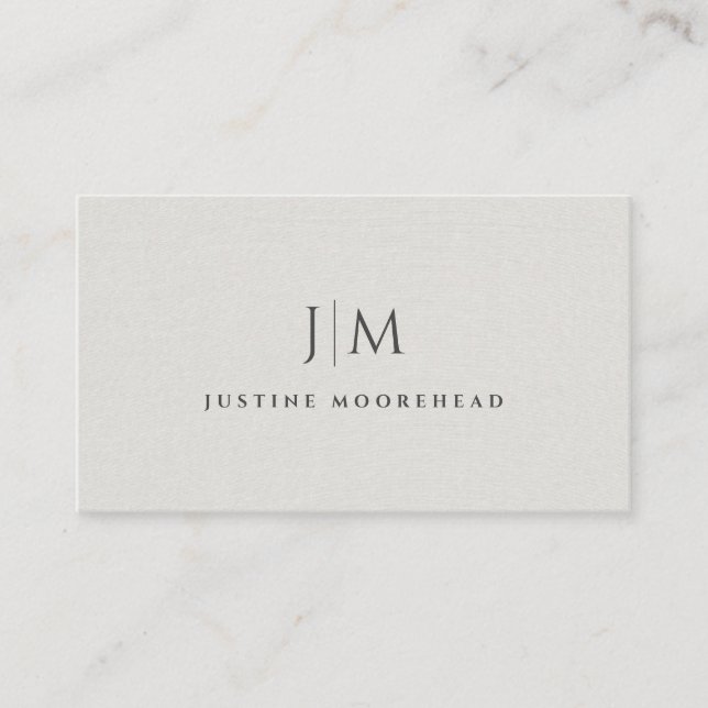 Modern Professional Monogram Minimalist Grey  Business Card (Front)