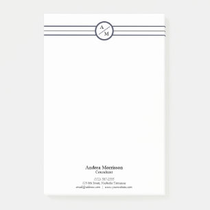 Modern Professional Monogram Post-it Notes