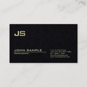 Modern Professional Monogram Premium Deep Black Business Card