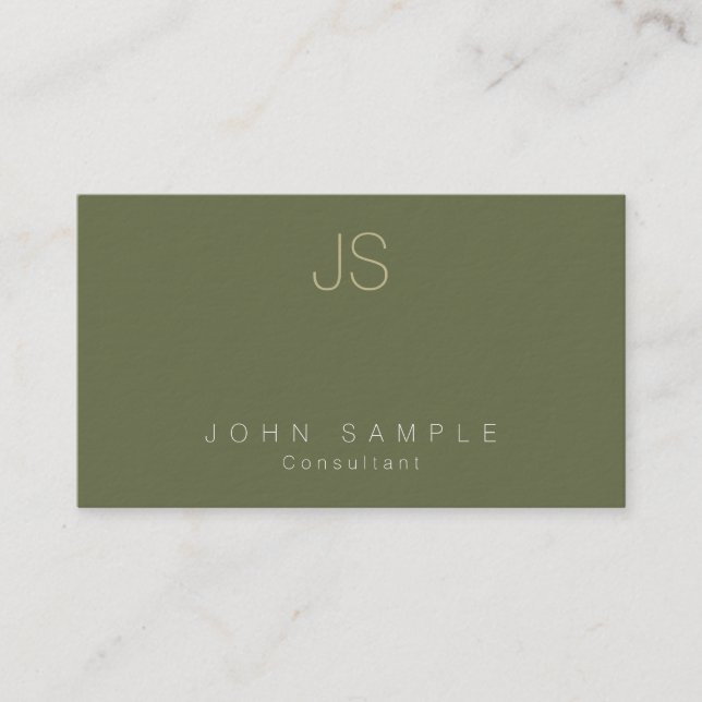 Modern Professional Monogram Premium Thick Luxury Business Card (Front)