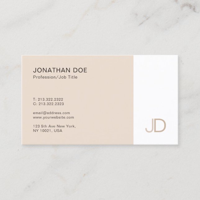 Modern Professional Monogram Template Minimalist Business Card (Front)