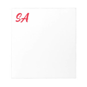 Modern Professional Monogrammed Plain Red Notepad