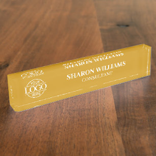 Modern Professional Mustard Office Title Desk Nameplate